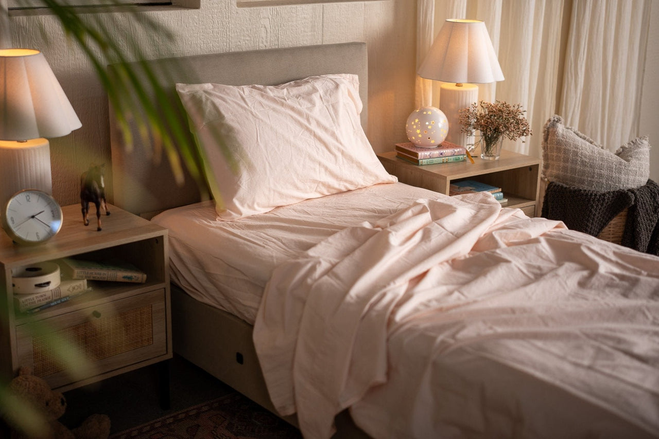 Kids Crinkle Percale Organic Cotton Sheet Set + Pillowcases Nest Bedding® 