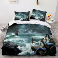 Mermaid Cosplay Bedding Set Kids Quilt Cover