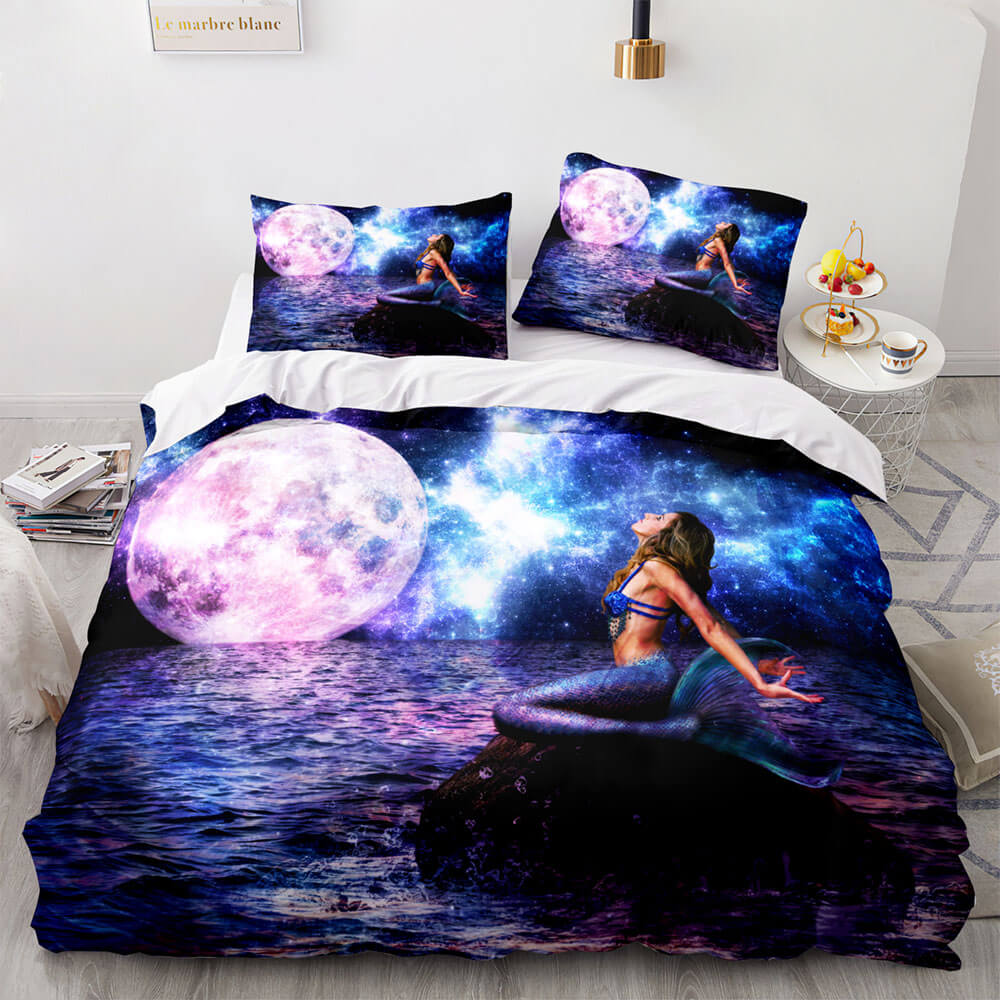 Mermaid Cosplay Bedding Set Kids Quilt Cover