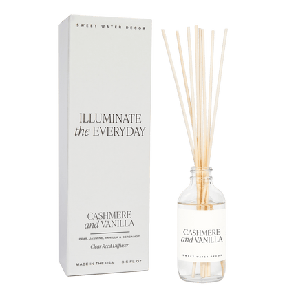 Cashmere and Vanilla Clear Reed Diffuser Sweet Water Decor 