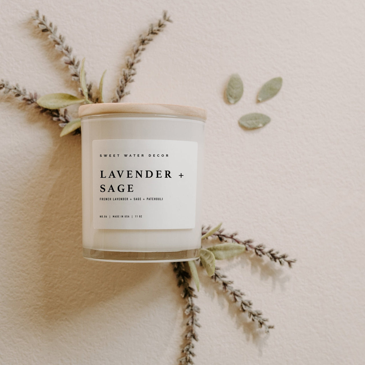 Lavender and Sage Soy Candle - White Jar - 11 oz - Tony's Home Furnishings