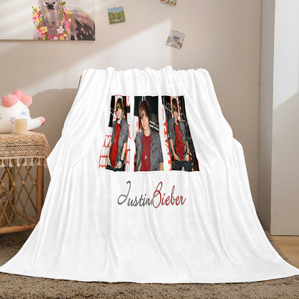 Super Star Justin Bieber Flannel Fleece Throw Blanket