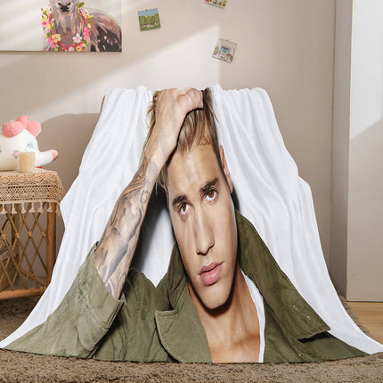 Super Star Justin Bieber Flannel Fleece Throw Blanket