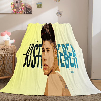 Super Star Justin Bieber Flannel Fleece Throw Blanket