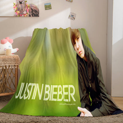 Super Star Justin Bieber Flannel Fleece Throw Blanket