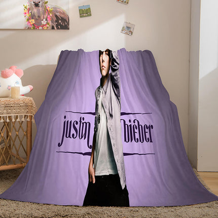 Super Star Justin Bieber Flannel Fleece Throw Blanket