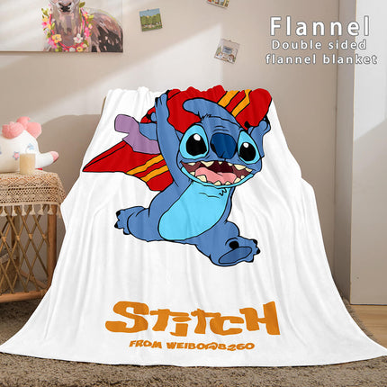 Stitch Flannel Blanket Warm Cozy Bed Blankets Soft Throw Blanket