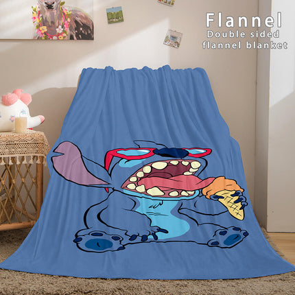 Stitch Flannel Blanket Warm Cozy Bed Blankets Soft Throw Blanket