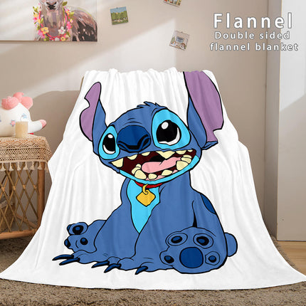 Stitch Flannel Blanket Warm Cozy Bed Blankets Soft Throw Blanket