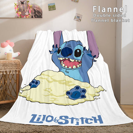 Stitch Flannel Blanket Warm Cozy Bed Blankets Soft Throw Blanket