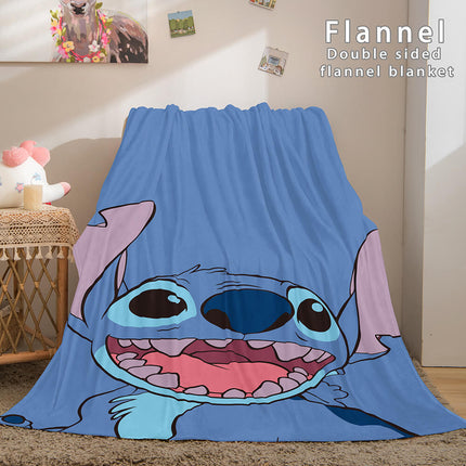 Stitch Flannel Blanket Warm Cozy Bed Blankets Soft Throw Blanket