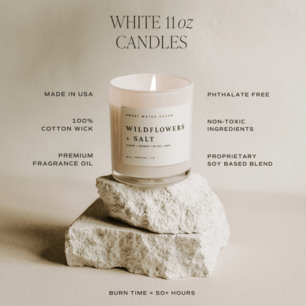 Cashmere and Vanilla Soy Candle - White Jar - 11 oz Sweet Water Decor 