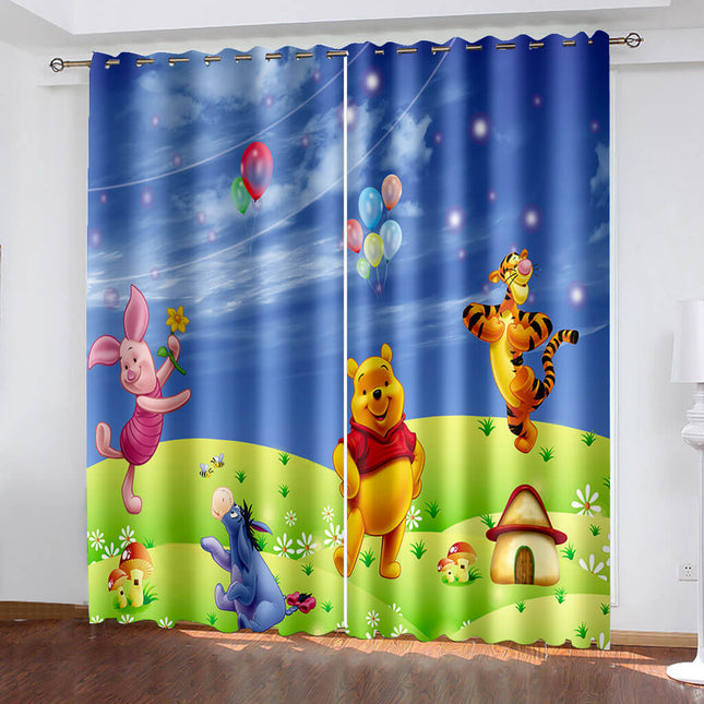 Winnie the Pooh Curtains Blackout Window Treatments Drapes Room Decoration