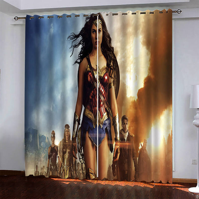 Wonder Woman Pattern Curtains Blackout Window Drapes