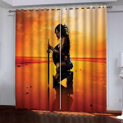 Wonder Woman Pattern Curtains Blackout Window Drapes