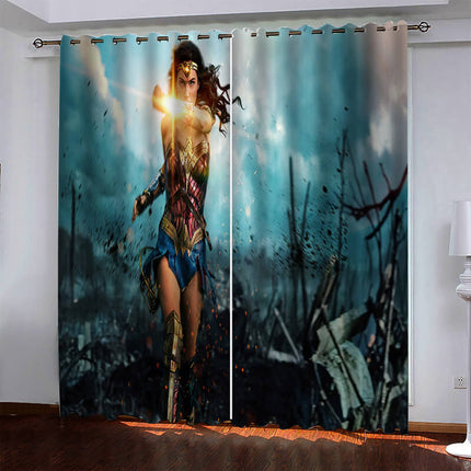 Wonder Woman Pattern Curtains Blackout Window Drapes