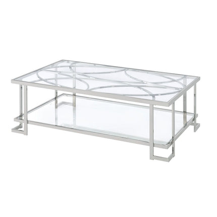 Kalan - Coffee Table - Glass & Silver ACME 