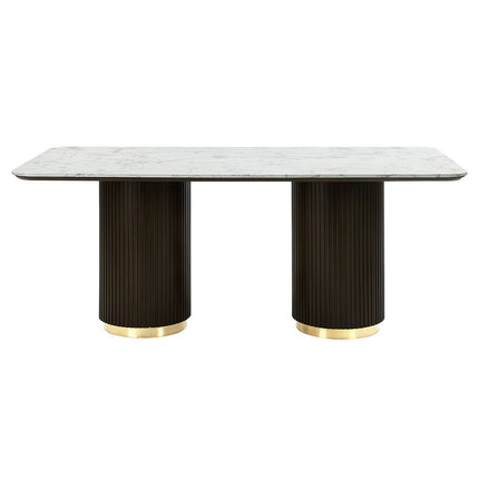 Clayten - Dining Table With Marble Top - White Natural Marble Top & Espreeso Finish ACME 