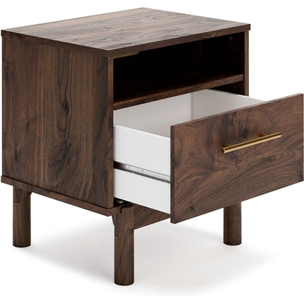 Calverson - Mocha - One Drawer Night Stand - Medium Signature Design by Ashley® 