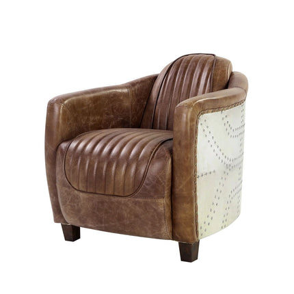 Brancaster - Chair - Retro Brown Top Grain Leather & Aluminum ACME 