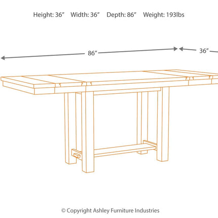 Moriville - Grayish Brown - Rectangular Dining Room Counter Extension Table Ashley Furniture 