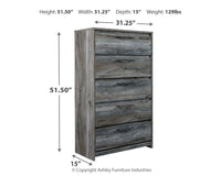 Thumbnail for Baystorm - Gray - Five Drawer Chest - Tony's Home Furnishings