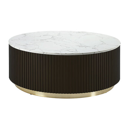 Clayten - Coffee Table - White Natural Marble Top & Espreeso Finish ACME 