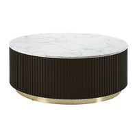 Clayten - Coffee Table - White Natural Marble Top & Espreeso Finish ACME 