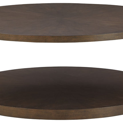 Brazburn - Dark Brown / Gold Finish - Round Cocktail Table Signature Design by Ashley® 