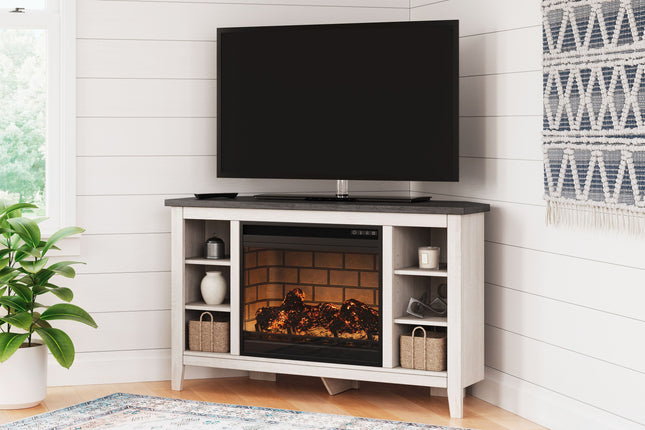 Dorrinson - Corner TV Stand With Fireplace Insert Signature Design by Ashley® 