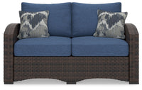 Windglow - Blue / Brown - Loveseat With Cushion Signature Design by Ashley® 