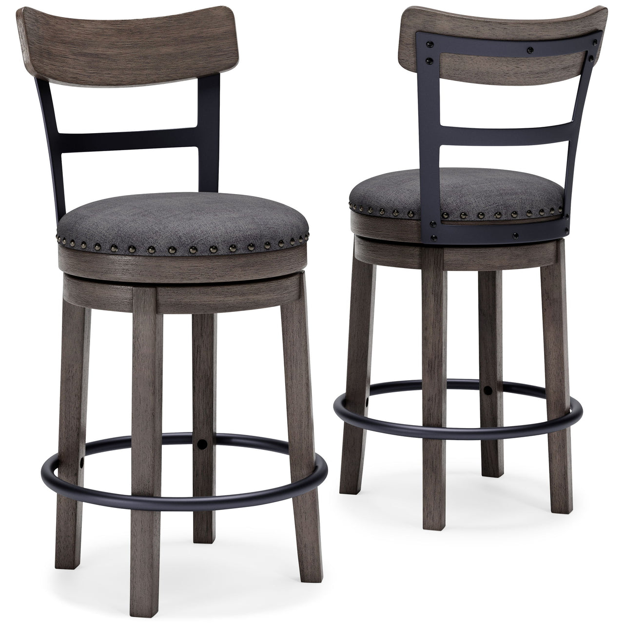 Caitbrook - Gray - Uph Swivel Barstool - Tony's Home Furnishings