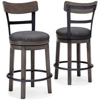 Thumbnail for Caitbrook - Gray - Uph Swivel Barstool - Tony's Home Furnishings