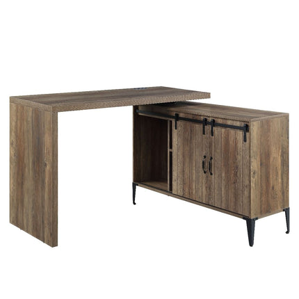 Zakwani - Writing Desk - Rustic Oak & Black Finish - 36" ACME 