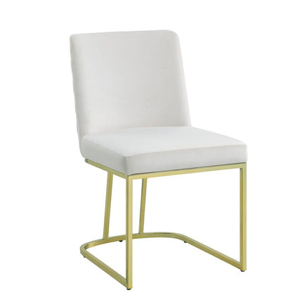 Zazie - Side Chair (Set of 2) - White Velvet & Gold - Tony's Home Furnishings