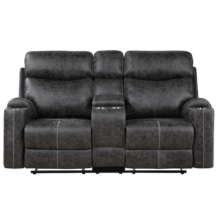 Hirah - Motion Loveseat With Console & USB Port - Dark Gray Polish Microfiber ACME 