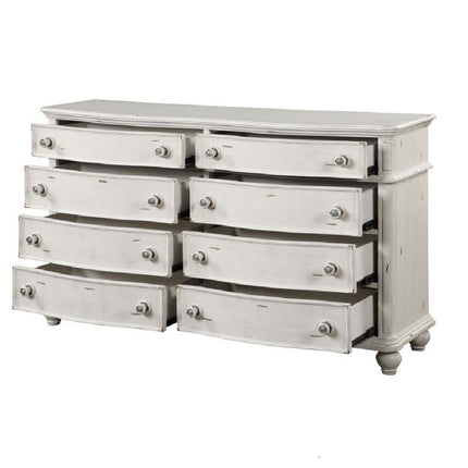 Jaqueline - Dresser - Light Gray Linen & Antique White Finish ACME 