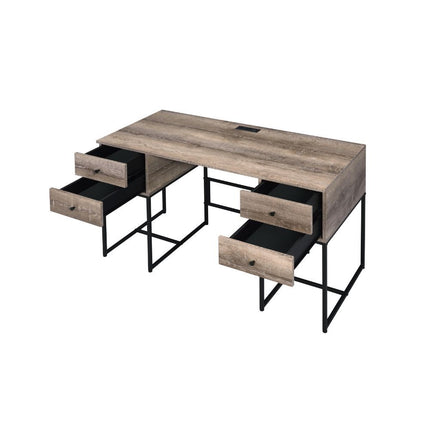 Desirre - Desk - Rustic Oak & Black ACME 