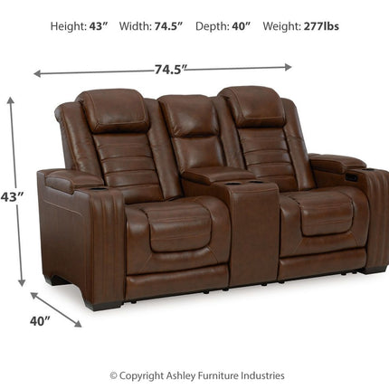 Backtrack - Chocolate - Pwr Rec Loveseat/Con/Adj Hdrst Ashley Furniture 