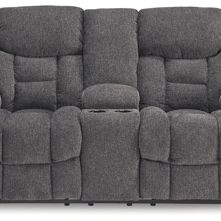 Foreside - Charcoal - Dbl Reclining Loveseat With Console Signature Design by Ashley® 