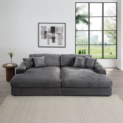 Hilde - Double Chaise With 2 Pillows - Dark Gray ACME 