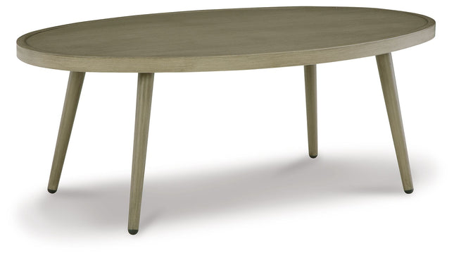 Swiss Valley - Beige - Outdoor Coffee Table With 2 End Tables Signature Design by Ashley® 