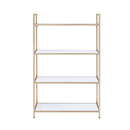 Ottey - Bookshelf - White High Gloss & Gold ACME 