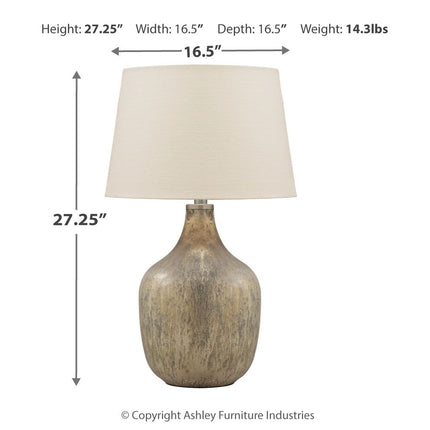 Mari - Gray / Gold Finish - Glass Table Lamp Ashley Furniture 