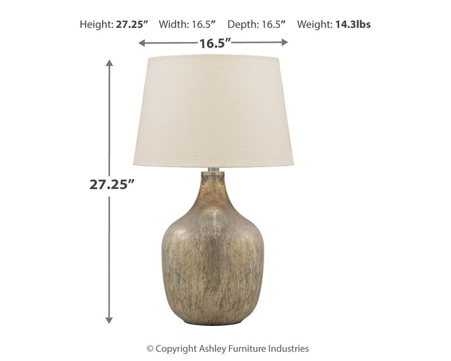 Mari - Gray / Gold Finish - Glass Table Lamp Ashley Furniture 