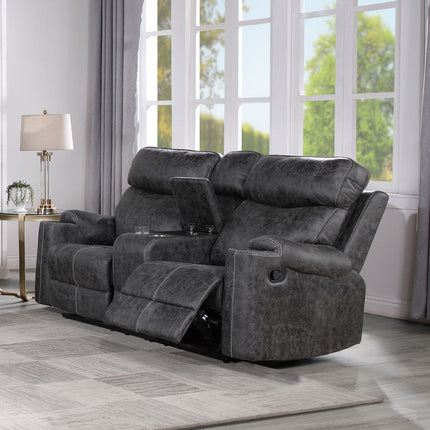 Hirah - Motion Loveseat With Console & USB Port - Dark Gray Polish Microfiber ACME 