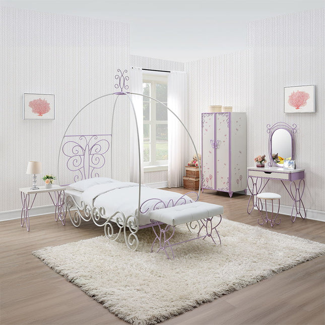 Priya II - Nightstand - White & Light Purple ACME 