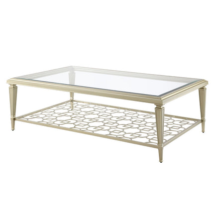 Zaba - Coffee Table - Glass Top & Silver - Tony's Home Furnishings