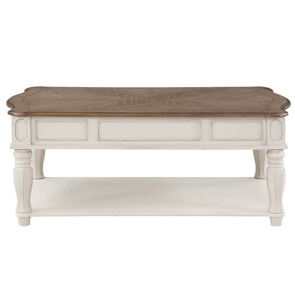 Florian - Coffee Table - Oak & Antique White Finish ACME 