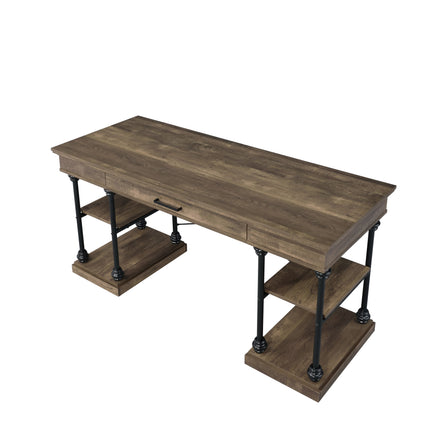 Synal - Writing Desk - Rustic Oak & Black Finish ACME 